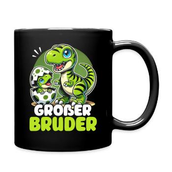 Großer Bruder Dinosaurier Dino Geschwister Motiv - Tasse einfarbig - Schwarz - Rechts