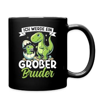 Großer Bruder Dinosaurier Dino Geschwister Motiv - Tasse einfarbig - Schwarz - Rechts
