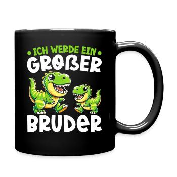 Großer Bruder Dinosaurier Dino Geschwister Motiv - Tasse einfarbig - Schwarz - Rechts