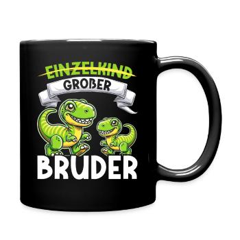 Großer Bruder Dinosaurier Dino Geschwister Motiv - Tasse einfarbig - Schwarz - Rechts