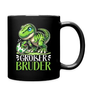 Großer Bruder Dinosaurier Dino Geschwister Motiv - Tasse einfarbig - Schwarz - Rechts