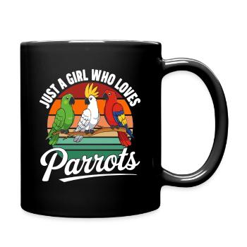 Retro Papageien Tropische Vögel Vintage  - Tasse einfarbig - Schwarz - Rechts