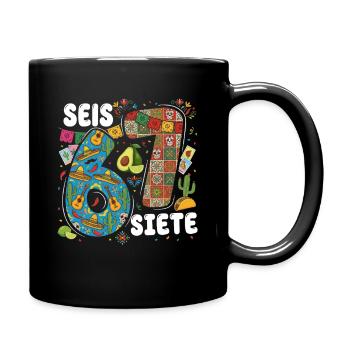 Sechs Sieben Fiesta Muster - Tasse einfarbig - Schwarz - Rechts