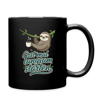 Commencez d’abord par le motif de paresse lentement - Mug uni - noir - Droite
