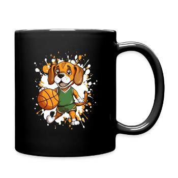 Basketball Bulldogge Farbsplash - Tasse einfarbig - Schwarz - Rechts