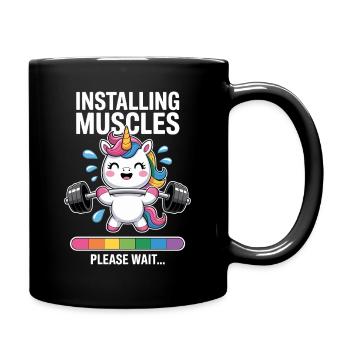 Unicorn Krafttraining Muskeln aufbauen - Tasse einfarbig - Schwarz - Rechts
