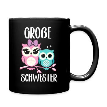 Big sister Owls Older baby Siblings - Full Colour Mug - black - Right
