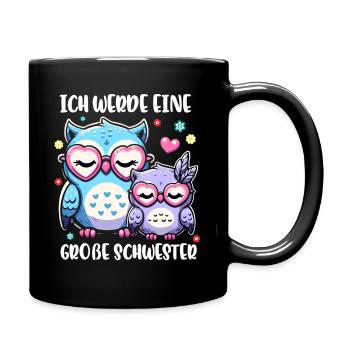 Big sister Owls Older baby Siblings - Full Colour Mug - black - Right