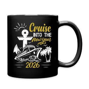 Funny Cruise Into The New Year 2026 Family Cruise - Full Colour Mug - black - Right