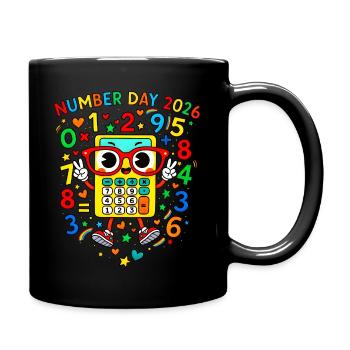 Jour du numéro 2026 Mascotte du Calculateur Joyeux - Mug uni - noir - Droite