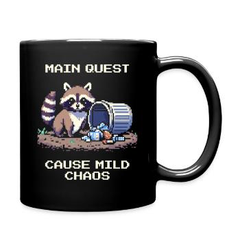 Main Quest: A Little Chaos | Raccoon Fun - Full Colour Mug - black - Right