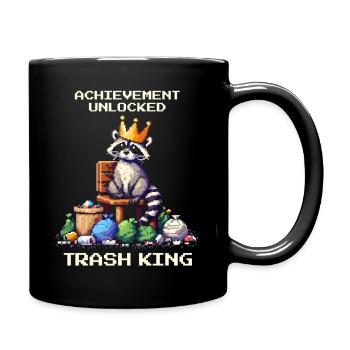 Garbage King Unlocked | Raccoon Humor - Full Colour Mug - black - Right