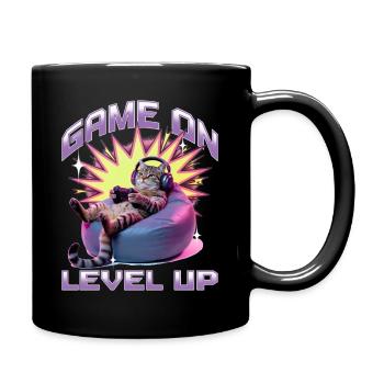 Funny Gaming Gamer Cat - Full Colour Mug - black - Right