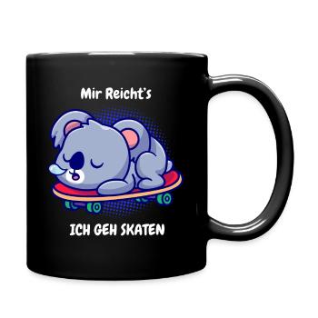 Mir reichts Skaten Schlafender Koala Skateboard - Tasse einfarbig - Schwarz - Rechts