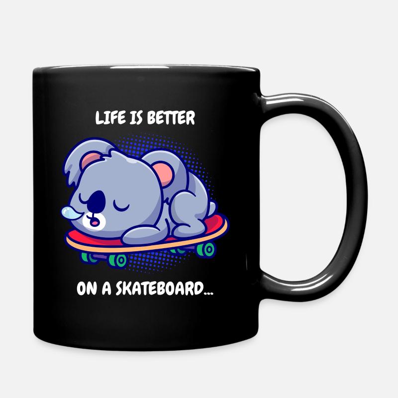 Koala on skateboard - Full Colour Mug - black