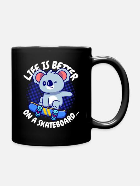 Koala Skateboard Joie de vivre - Full Colour Mug - black