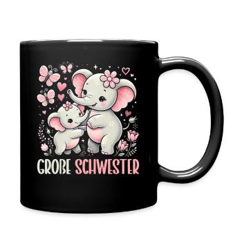 Big Sister Elephants Older Sibling - Full Colour Mug - black - Right