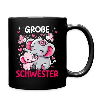 Big Sister Elephants Older Sibling - Full Colour Mug - black - Right
