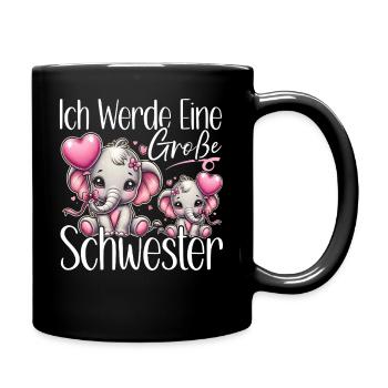Big Sister Elephants Older Sibling - Full Colour Mug - black - Right