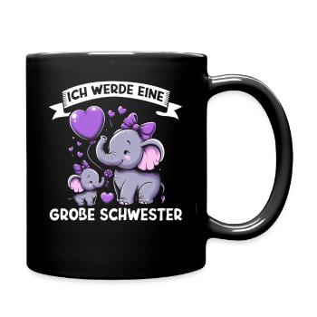 Big Sister Elephants Older Sibling - Full Colour Mug - black - Right