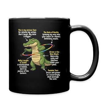 Karikatur-Alligator mit Regenbogen-Reif - Tasse einfarbig - Schwarz - Rechts