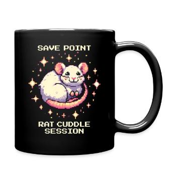 Savepoint: Ratten-Kuschelzeit | Farbratte - Tasse einfarbig - Schwarz - Rechts
