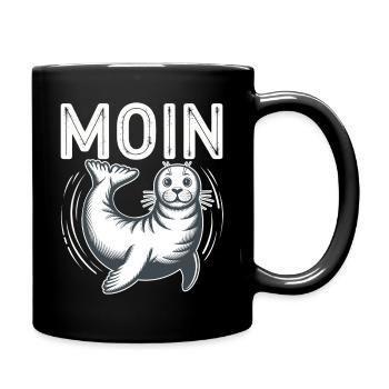 Seehund Robbe Ostsee Nordsee Moin - Tasse einfarbig - Schwarz - Rechts