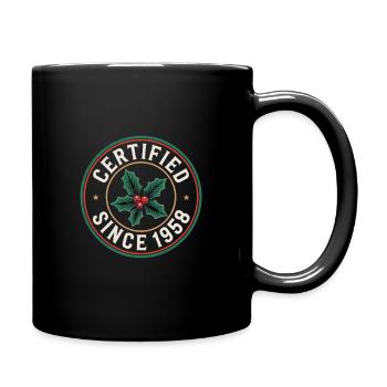 Certified Since 1958 Weihnachtsmotiv Stechpalme - Tasse einfarbig - Schwarz - Rechts