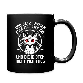 Take a deep breath – don't exhale idiots - Full Colour Mug - black - Right