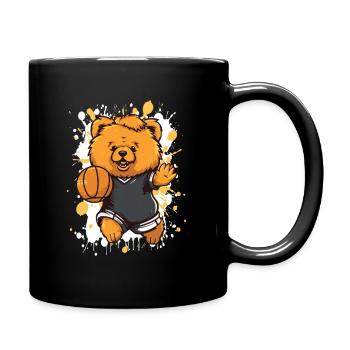 Little Bear with Basketball - Full Colour Mug - black - Right