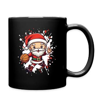 Christmas Basketball Santa - Full Colour Mug - black - Right