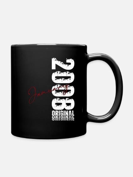 18. Geburtstag Original Januar Jahrgang 2008  - Tasse einfarbig - Schwarz