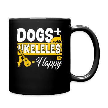 Hawaiian Ukulele Uke Dogs + - Full Colour Mug - black - Right