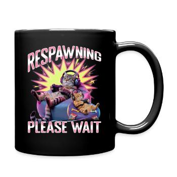 Funny Gaming Gamer Cat - Full Colour Mug - black - Right