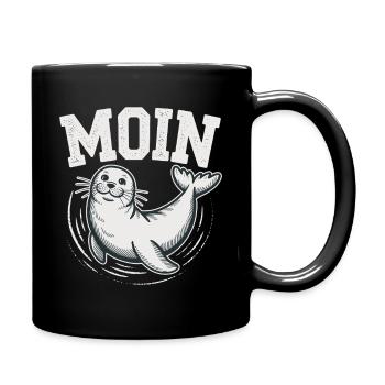Seehund Robbe Ostsee Nordsee Moin - Tasse einfarbig - Schwarz - Rechts