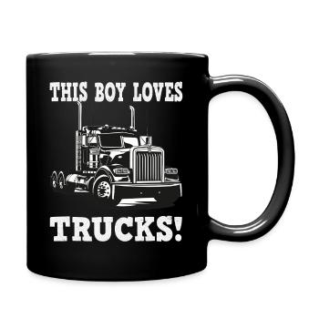 Dieser Junge liebt Trucks - Tasse einfarbig - Schwarz - Rechts