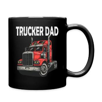 Graphique du camion rouge du père routier - Mug uni - noir - Droite