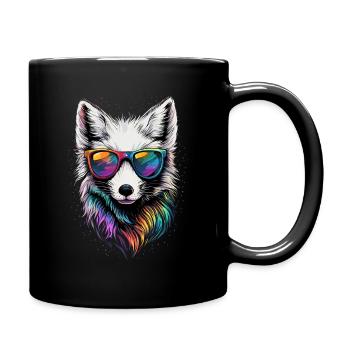 Polarfuchs Schneefuchs Eisfuchs Süßer Weißer Fuchs - Tasse einfarbig - Schwarz - Rechts