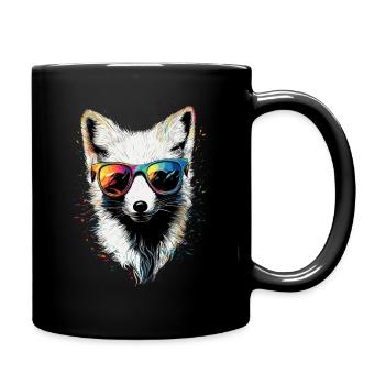 Polarfuchs Schneefuchs Eisfuchs Süßer Weißer Fuchs - Tasse einfarbig - Schwarz - Rechts