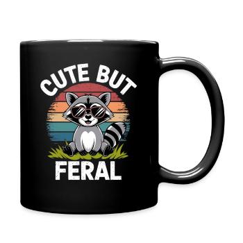 Raccoon with rainbow glasses - Full Colour Mug - black - Right
