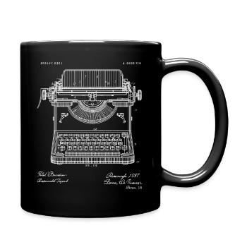 Vintage Schreibmaschinen-Bauplan - Tasse einfarbig - Schwarz - Rechts