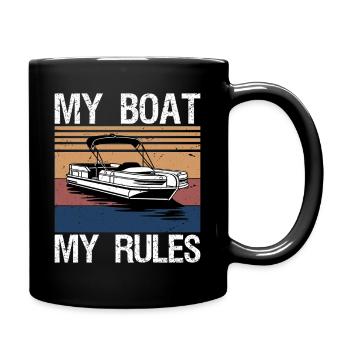 My Boat My Rules Funny Boating Captain Gift - Full Colour Mug - black - Right