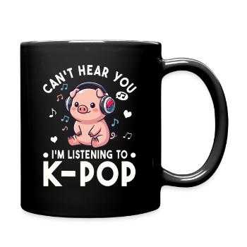 K-Pop Schweinchen – Kawaii Musik Fan Design - Tasse einfarbig - Schwarz - Rechts