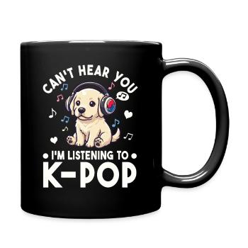 K-Pop Welpe – Süßes Hund & Musik Fan Design - Tasse einfarbig - Schwarz - Rechts