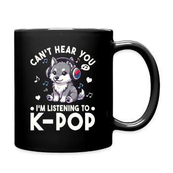 K-Pop Wolf Welpe – Süßes Musik Fan Statement - Tasse einfarbig - Schwarz - Rechts