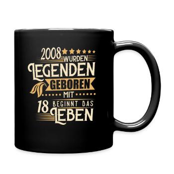 18 Geburtstag Legende Retro 2008 Geburtstag Party - Tasse einfarbig - Schwarz - Rechts