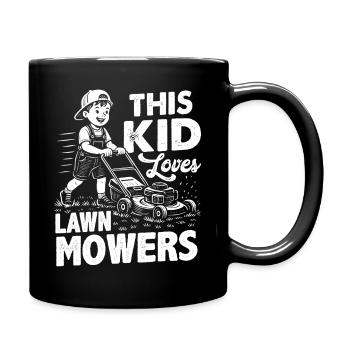 This Kid Loves Lawn Mowers - Full Colour Mug - black - Right