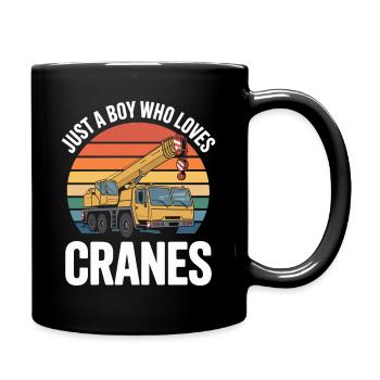 Kranenliebe im Retro-Sonnenuntergang - Tasse einfarbig - Schwarz - Rechts