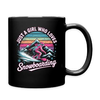 Snowboard rétro : La fille adore les pistes - Mug uni - noir - Droite