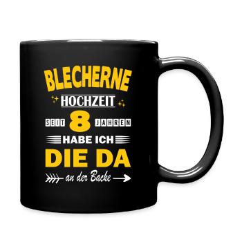 Blechhochzeit 8 Hochzeitstag Jahrestag Ehemann - Tasse einfarbig - Schwarz - Rechts